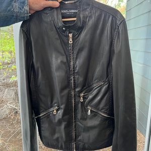 100% CALFSKIN D&G Dolce and Gabbana Leather Men's Jacket Size 54 MADE IN ITALY
